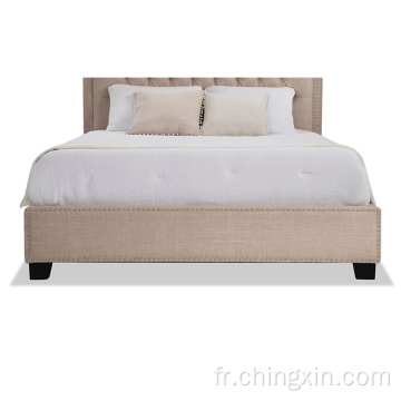Meubles de chambre à coucher tapissés par capitonnage de bouton de style américain de lit de tissu